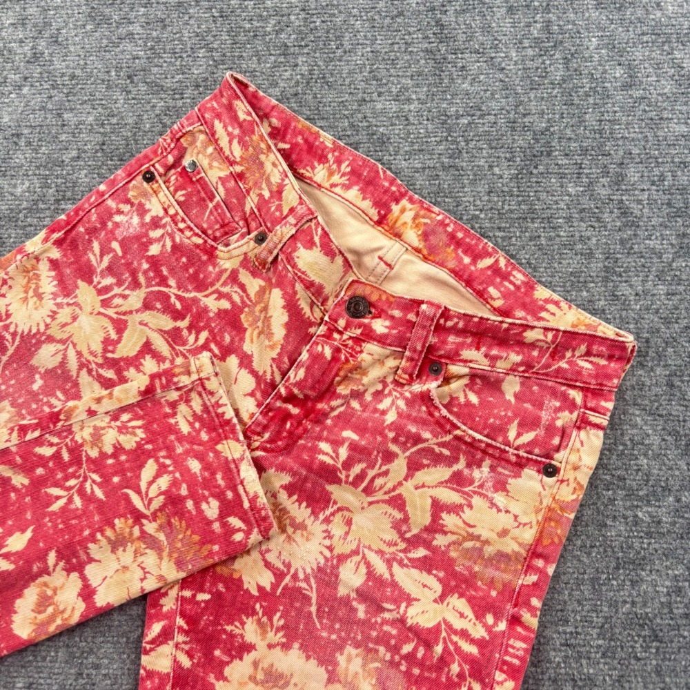 Denim & Supply Ralph‎ Lauren Skinny Jeans 27 Red Floral Print Low Rise Womens